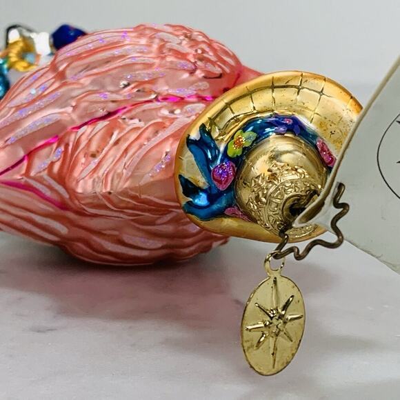 CHRISTOPHER RADKO Pink Flamingo Beach Ornament 5.75" Mouth Blown Glass 7577 NWT - Picture 6 of 8